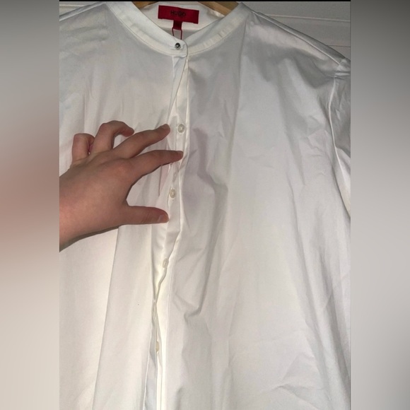 Hugo Boss Erilia Long Sleeve White Button-Up Blouse Top - Picture 3 of 9